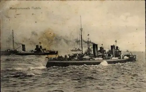 Ak Deutsche Kriegsschiffe, Manövrierende Flottille, Kaiserliche Marine