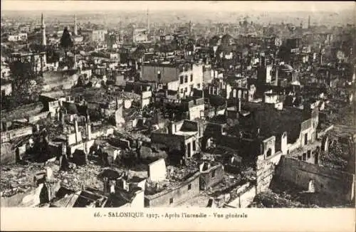 Ak Thessaloniki Griechenland, Nach dem Brand, Gesamtansicht, 1917
