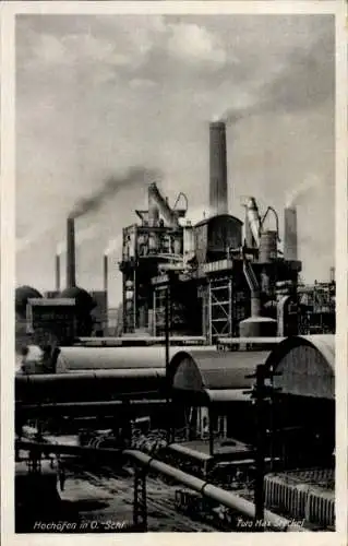 Ak Obeschlesien, Blick auf die Hochöfen, Aussenansicht