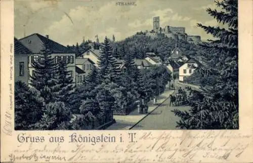 Litho Königstein im Taunus, Teilansicht, Straße