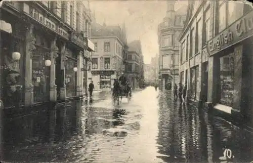 Ak Kiel, Sturmflut, 31. Dezember 1904, Holstenstraße, Hotel zur Börse, English Club