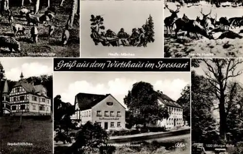 Ak Rohrbrunn Weibersbrunn im Spessart, Das Wirtshaus im Spessart, Hauffs-Märchen, Jagdschloss