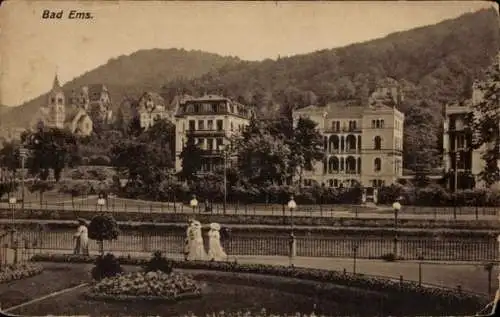 Ak Bad Ems an der Lahn, Teilansicht, Passanten