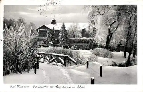 Ak Bad Kissingen Unterfranken Bayern, Rosengarten, Regentenbau, Winter