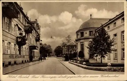 Ak Bad Kissingen Unterfranken Bayern, Hotel Büdel, gegenüber vom neuen Kurhausbad
