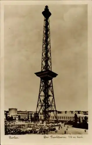 Foto Ak Berlin Charlottenburg Westend, Funkturm mit Messegelände