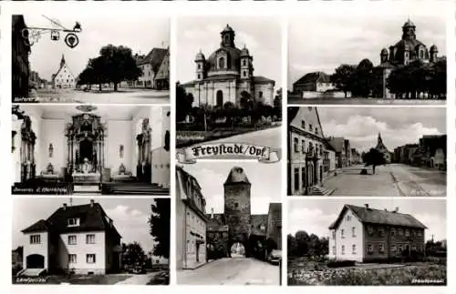 Ak Freystadt in der Oberpfalz Bayern, Landpolizei, unterer Markt, Rathaus, Marktkirche, Krankenhaus