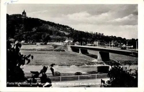 Ak Porta Westfalica, Neue Weserbrücke, Wittekindsberg, Kaiser Wilhelm Denkmal