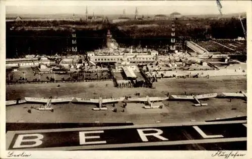 Ak Berlin Tempelhof, Flughafen, Flugzeuge