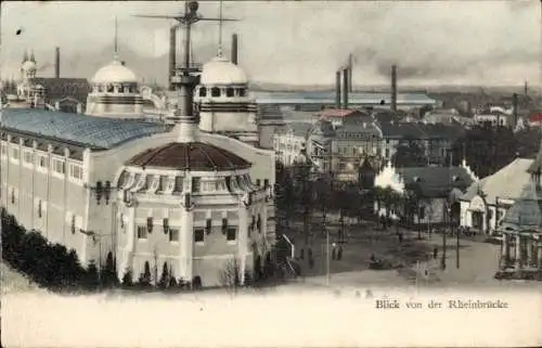 Ak Düsseldorf am Rhein, Blick von der Rheinbrücke, Teilansicht