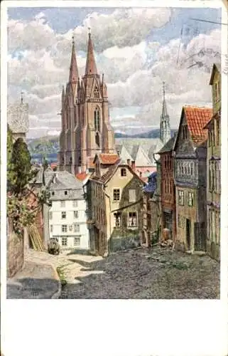 Künstler Ak K. Lindegreen, Marburg, Am Roten Graben, Nr. 3