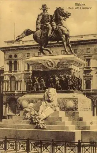 Ak Milano Mailand Lombardia, Vittorio Emanuele Denkmal