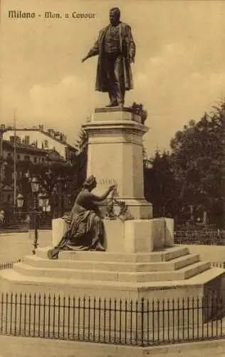 Ak Milano Mailand Lombardia, Cavour Denkmal