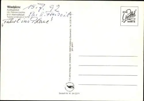 Ak Kleinwallstadt in Unterfranken, Almhütte, Rotwild, Balkon, Terrasse