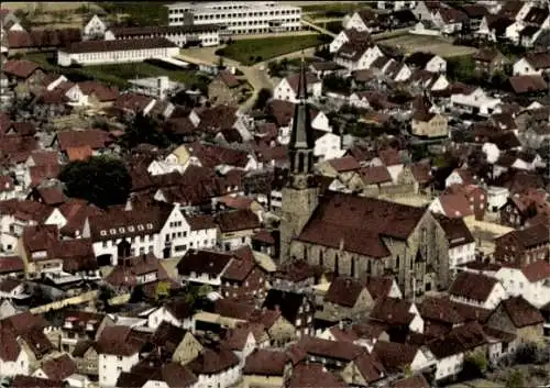 Ak Hösbach in Unterfranken, Pfarrkirche St. Michael, Ortsansicht