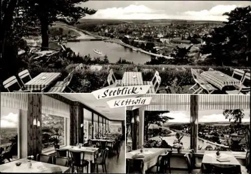 Ak Kettwig Essen im Ruhrgebiet, Restaurant Haus Seeblick, Blick von Terrasse, Innenansichten