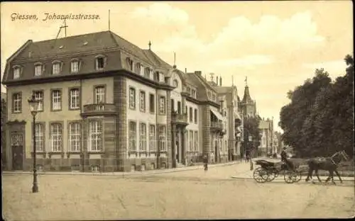 Ak Gießen an der Lahn Hessen, Johannisstraße, Kutschpartie