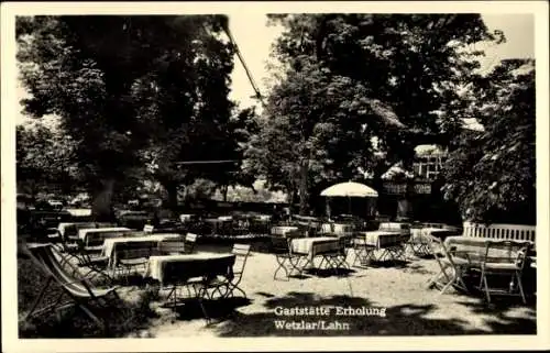 Foto Ak Wetzlar an der Lahn, Gaststätte Erholung, Gartenpartie