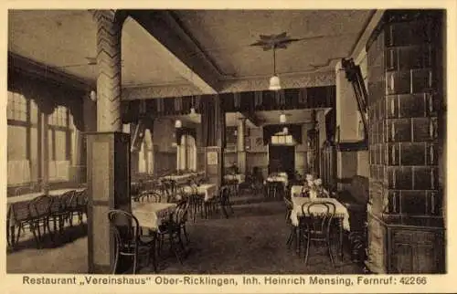 Ak Oberricklingen Ricklingen Hannover, Restaurant Vereinshaus