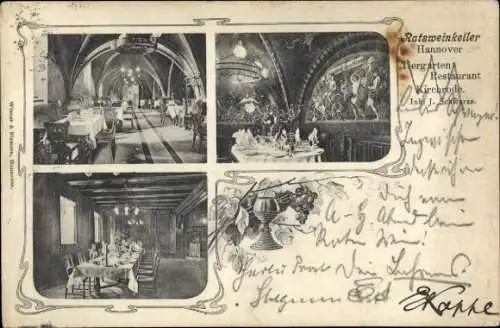 Ak Kirchrode Hannover in Niedersachsen, Ratsweinkeller, Tiergarten-Restaurant, Innenansicht