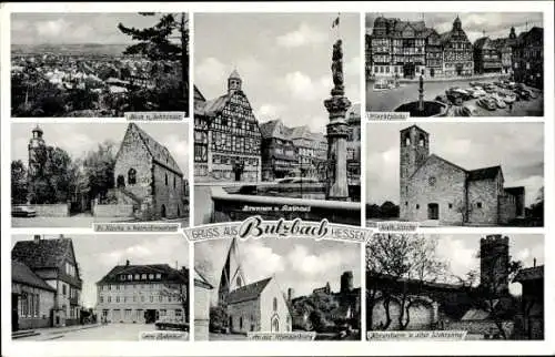 Ak Butzbach im Taunus Hessen, Marktplatz, Hexenturm, Wehrgang, Evangelische Kirche