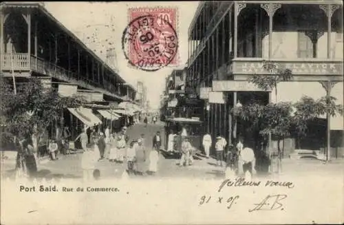 Ak Port Said Ägypten, Rue du Commerce