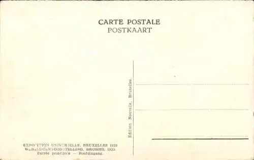 Ak Brüssel, Weltausstellung 1935, Haupteingang