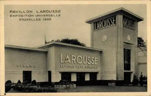 Ak Brüssel Brüssel, Weltausstellung 1935, Pavillon Larousse, Kino, Briefe Kunstwissenschaften