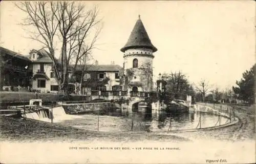 Ak Coye Oise, Le Moulin des Bois, Vue prise de la Prairie