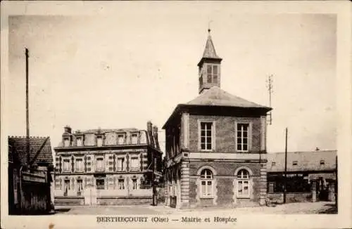 Ak Berthecourt Oise, Rathaus, Hospiz