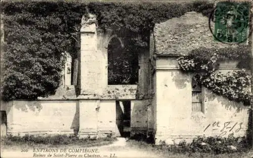 Ak Vieux Moulin Oise, Ruines de la Chapelle de Saint Pierre en Chastres