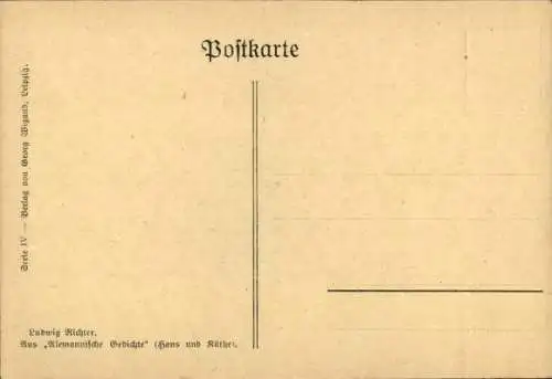 Künstler Ak Richter, Ludwig, Hebbel, Alemannische Gedichte, Hans und Käthe