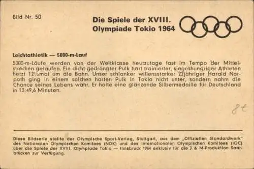 Ak Spiel der XVIII. Olympiade Tokio 1964, Leichtathletik, 5000-Meter-Lauf