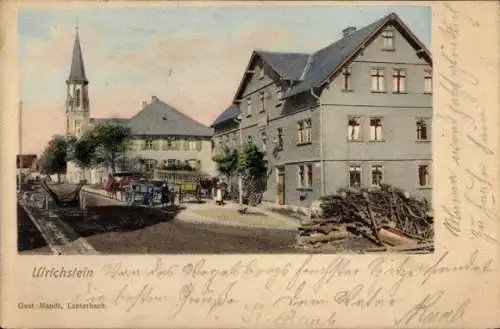 Ak Ulrichstein in Hessen, Straßenpartie mit Kirche