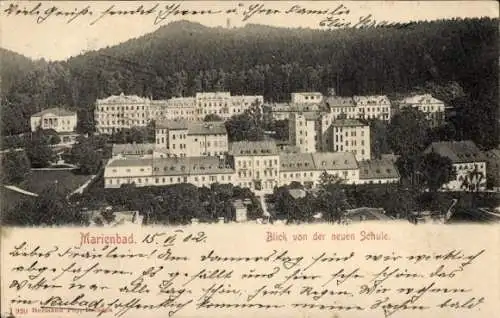 Ak Mariánské Lázně Marienbad Region Karlsbad, Blick von der neuen Schule