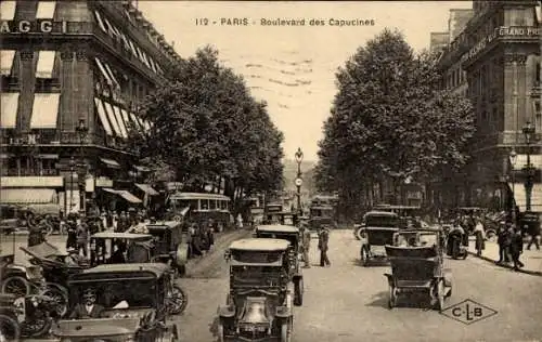 Ak Bourse de Paris II, Boulevard des Capucines, Automobile