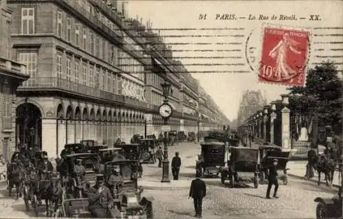 Ak Paris I Louvre, Rue de Rivoli