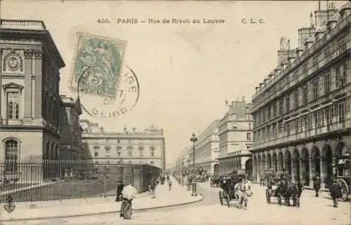 Ak Paris I Louvre, Rue de Rivoli im Louvre