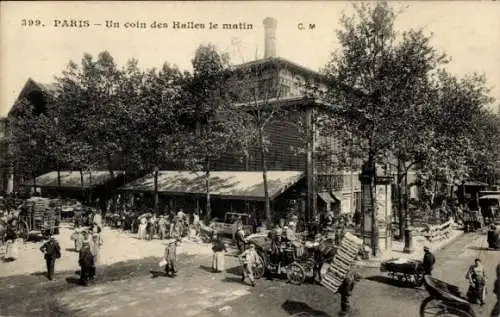 Ak Paris, Eine Ecke von Les Halles am Morgen