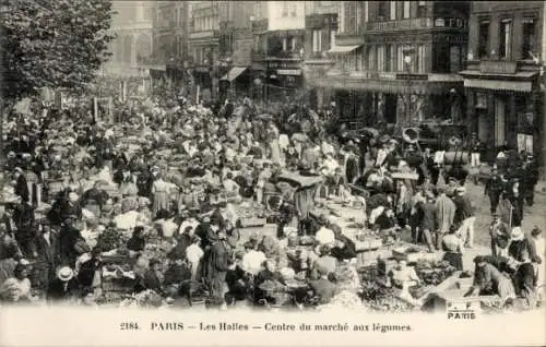 Ak Paris I Louvre, Les Halles, Zentrum des Gemüsemarktes