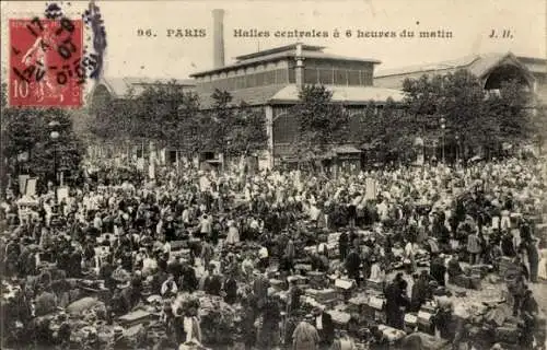 Ak Paris I Louvre, Les Halles Centrales um 6 Uhr morgens.