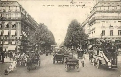 Ak Bourse de Paris II, Boulevard des Capucines, Kutsche
