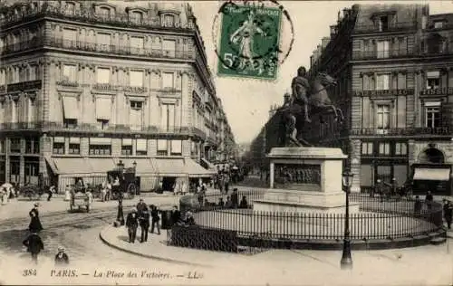 Ak Bourse de Paris II, Place des Victoires, Denkmal