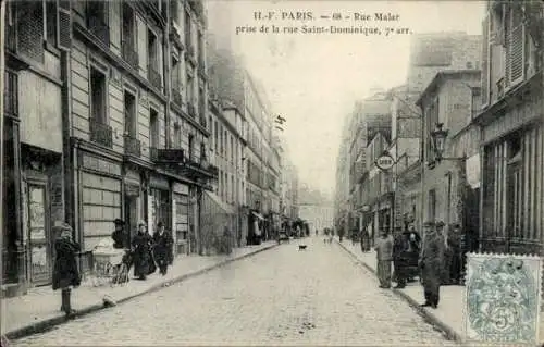 Ak Paris VII, Rue Malar, Rue Saint Dominique