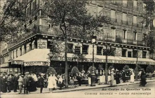 Ak Paris V, Im Zentrum des Quartier Latin, Feine Küche, Café