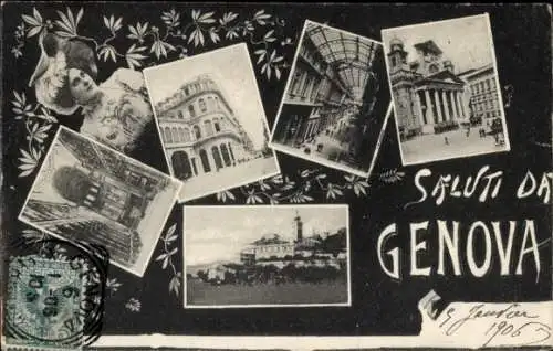 Ak Genova Genua Ligurien, Gebäude, Frau, Platz, Halle