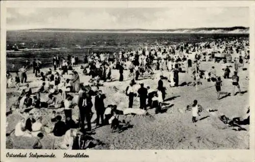 Ak Ustka Stolpmünde Pommern, Strandleben