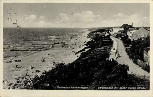 Ak Ustronie Morskie Henkenhagen Pommern, Strand, Hohe Dünen Straße