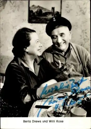 Ak Schauspieler Willi Rose, Schauspielerin Berta Drews, Portrait, Jedermannstraße 11, Autogramm