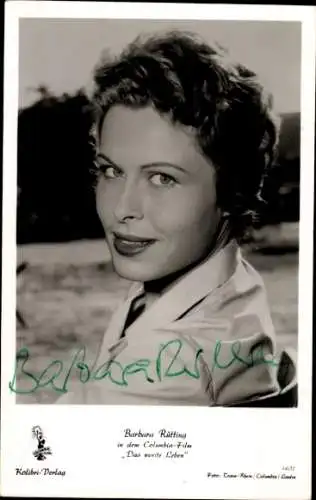 Ak Schauspielerin Barbara Rütting, Portrait, Das zweite Leben, Autogramm